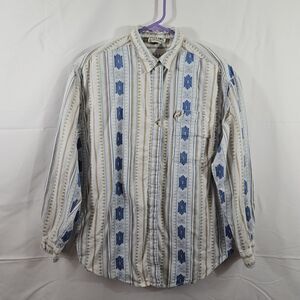 Vintage Stefano International Aztec Print LS Women M? Cotton 90's